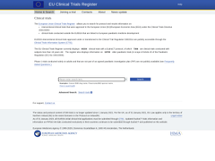 Screenshot of EU Clinical Trials Register