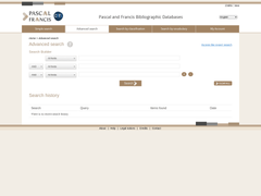 Screenshot of Pascal and Francis Bibliographic Databases